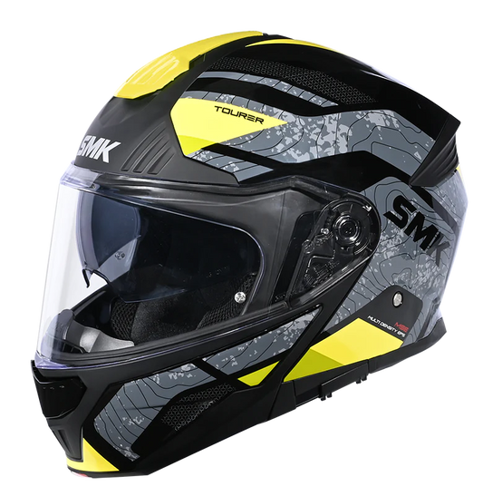 SMK Gullwing Navigator Black Grey Yellow Matt (MA264) Tourer Helmet