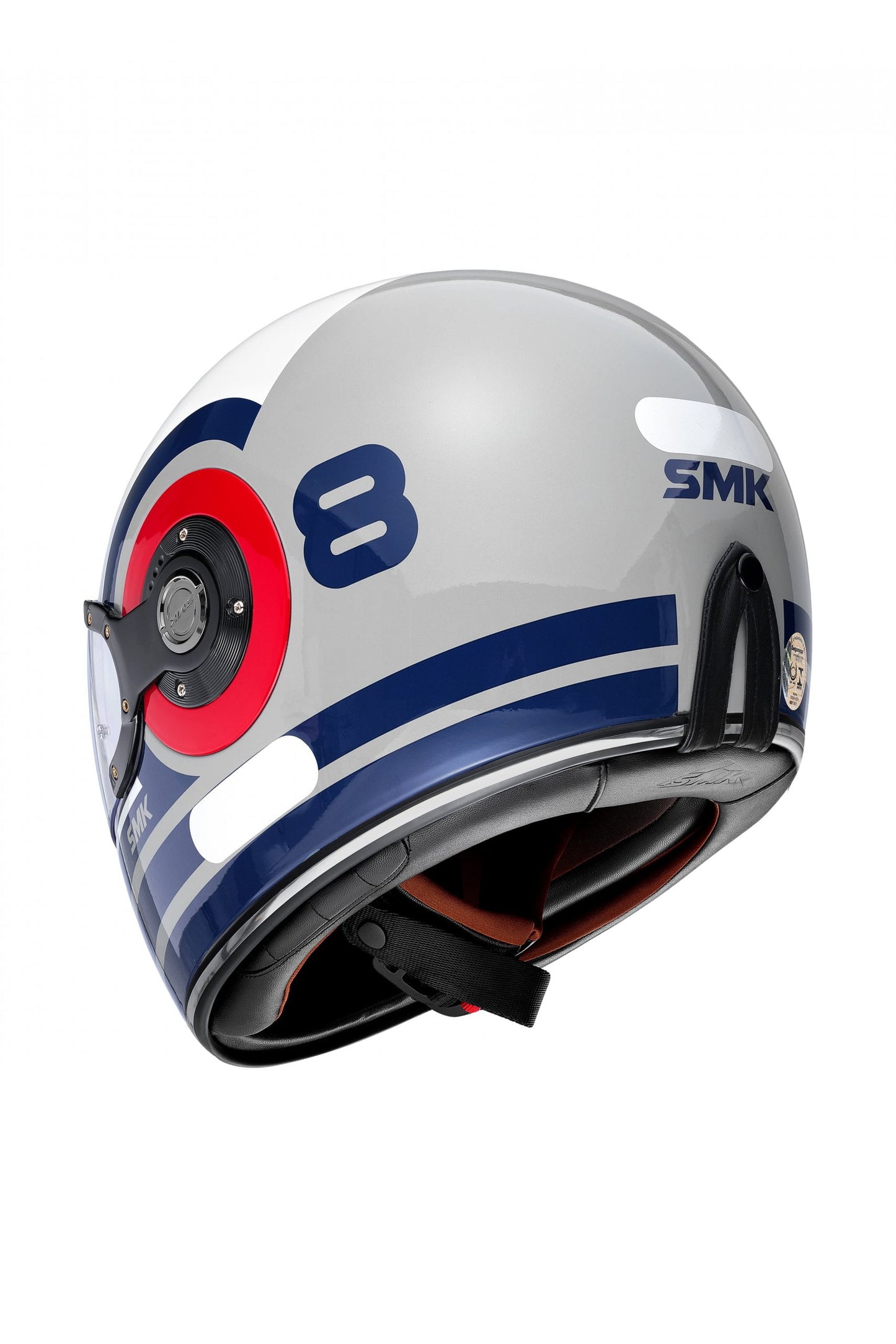 SMK Full FACE Retro Style RENKO GL 653 White & Blue 60 MM Helmet