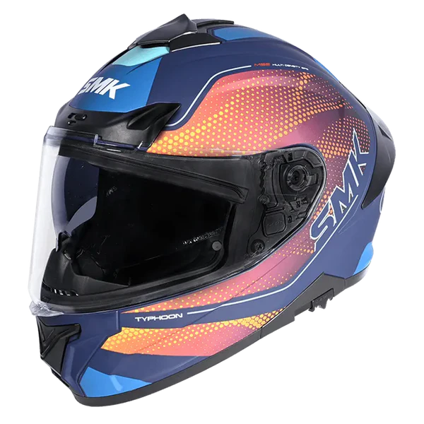 SMK Typhoon Mystic Gloss Blue Yellow (GL554) Helmet