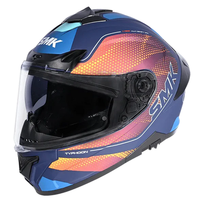 SMK Typhoon Mystic Gloss Blue Yellow (GL554) Helmet