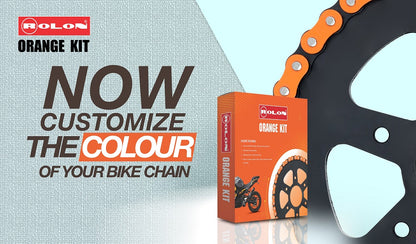 DUKE 125 CHAIN SPROCKET KIT BY ROLON(ORANGE)