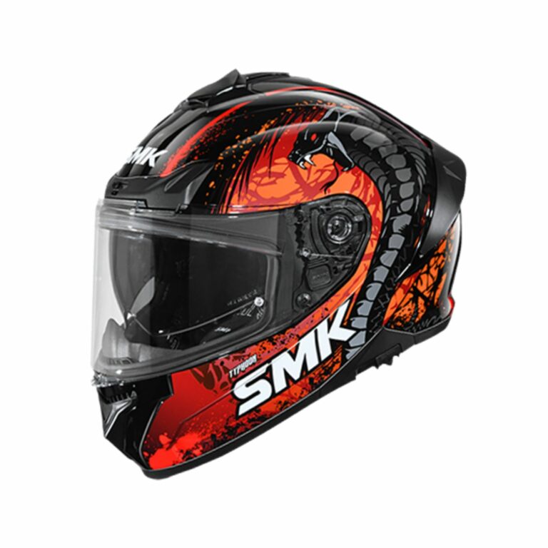 SMK Typhoon Reptile Black Orange Red Gloss (GL273) Helmet