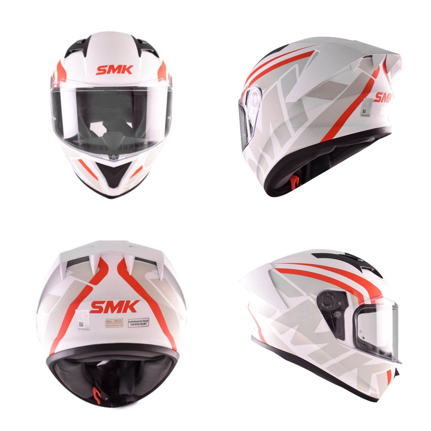 SMK Stellar Sports Stage Gloss White Grey Red (GL163) Helmet