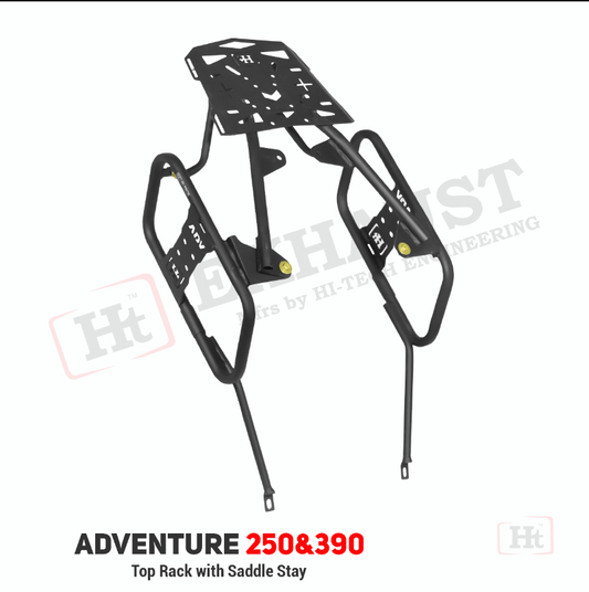 HT KTM Adventure 250,390 Top Rack With Saddle Stay – Black Matt / Ht Exhaust SB 734