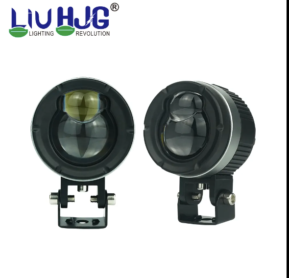 LIU HJG 124 P49 Dual Lens 120W New Model with Power Adaptor Foglight Ultra Wide Dual Intensity LED Driving Fog Lights White/Yellow (2*60W = 120W Total) Universal For All Cars & Bikes