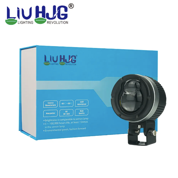 LIU HJG 124 P49 Dual Lens 120W New Model with Power Adaptor Foglight Ultra Wide Dual Intensity LED Driving Fog Lights White/Yellow (2*60W = 120W Total) Universal For All Cars & Bikes