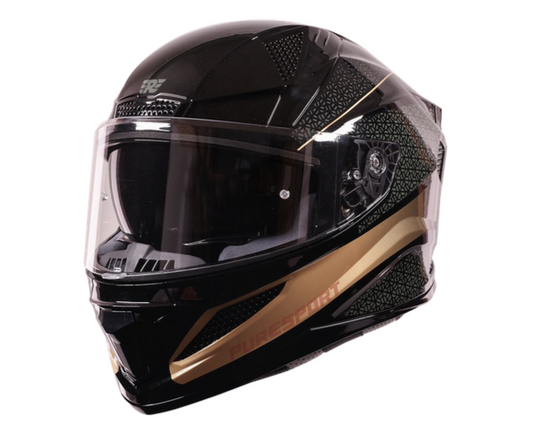 Royal Enfield ISI Certified Crossair Full Face  Riding Helmet Gold Black Puresport