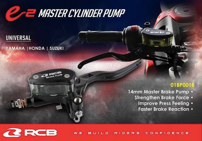 RCB E2 SERIES BLACK MASTER BRAKE PUMP RH 14MM 01BP001B