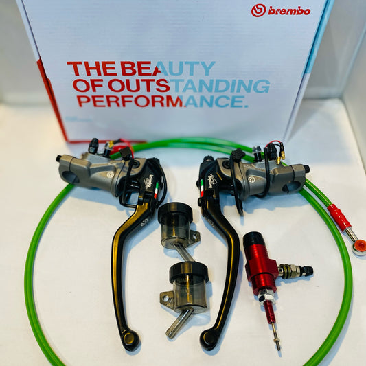 Brembo Radial Hydraulic Painted Brake and clutch lever Set With Hydraulic Pump And Fuel Pipe Set For All Bikes ( universal)