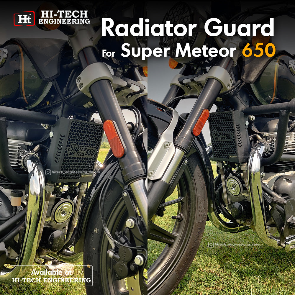 Super Meteor 650 Honey Comb Radiator Guard (Black Matt) – RD 741 / HT EXHAUST