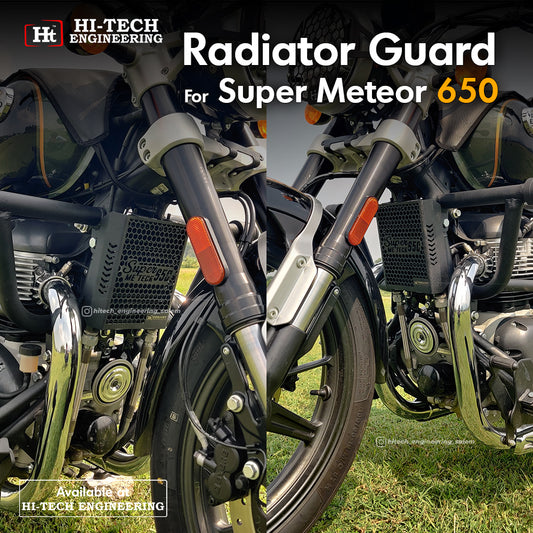 Super Meteor 650 Honey Comb Radiator Guard (Black Matt) – RD 741 / HT EXHAUST