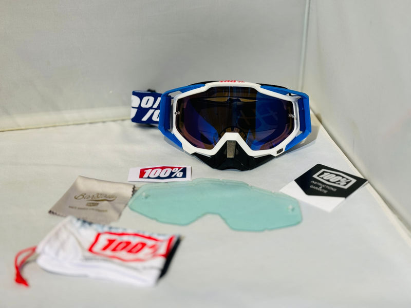 100% Goggle 212 Blue Color tinted premium - 1 YEAR WARRANTY
