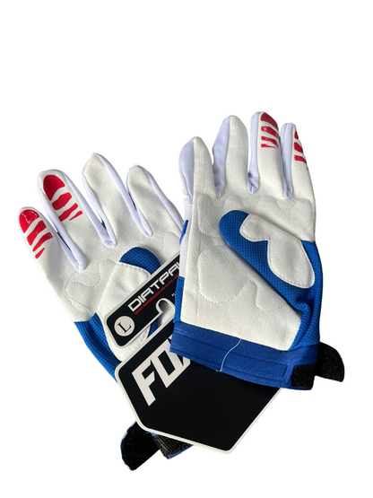 DIRTPAW Motocross Gloves White blue F.O.X racing