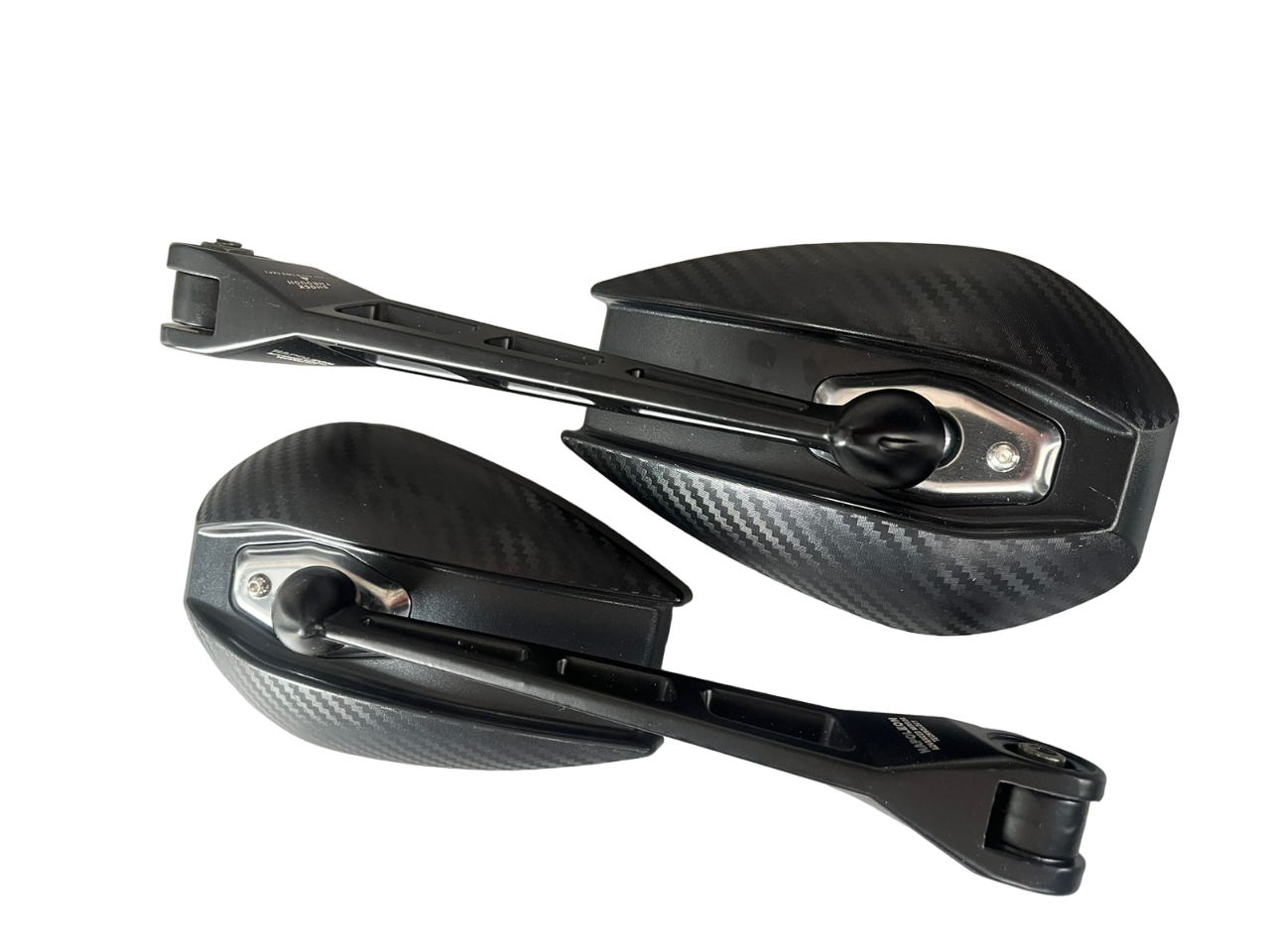 Napoleon anti glare carbon fiber oval shaped mirrors long stem (pair) for all motorcycles and scooters - aluminium