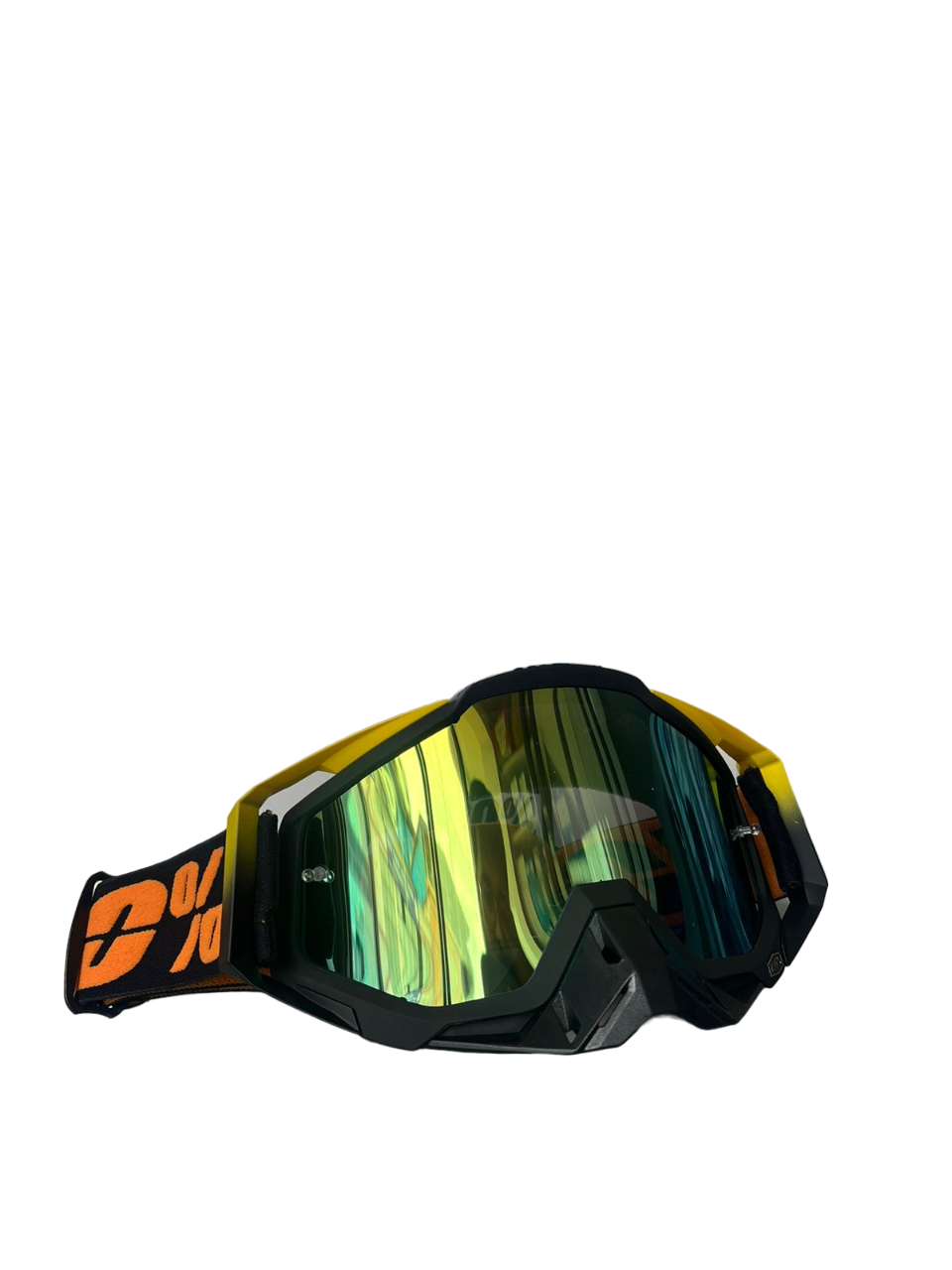 100% The Motocross & Mountain Biking  MX Goggle –YELLOW BLACK ORANGE TINTED