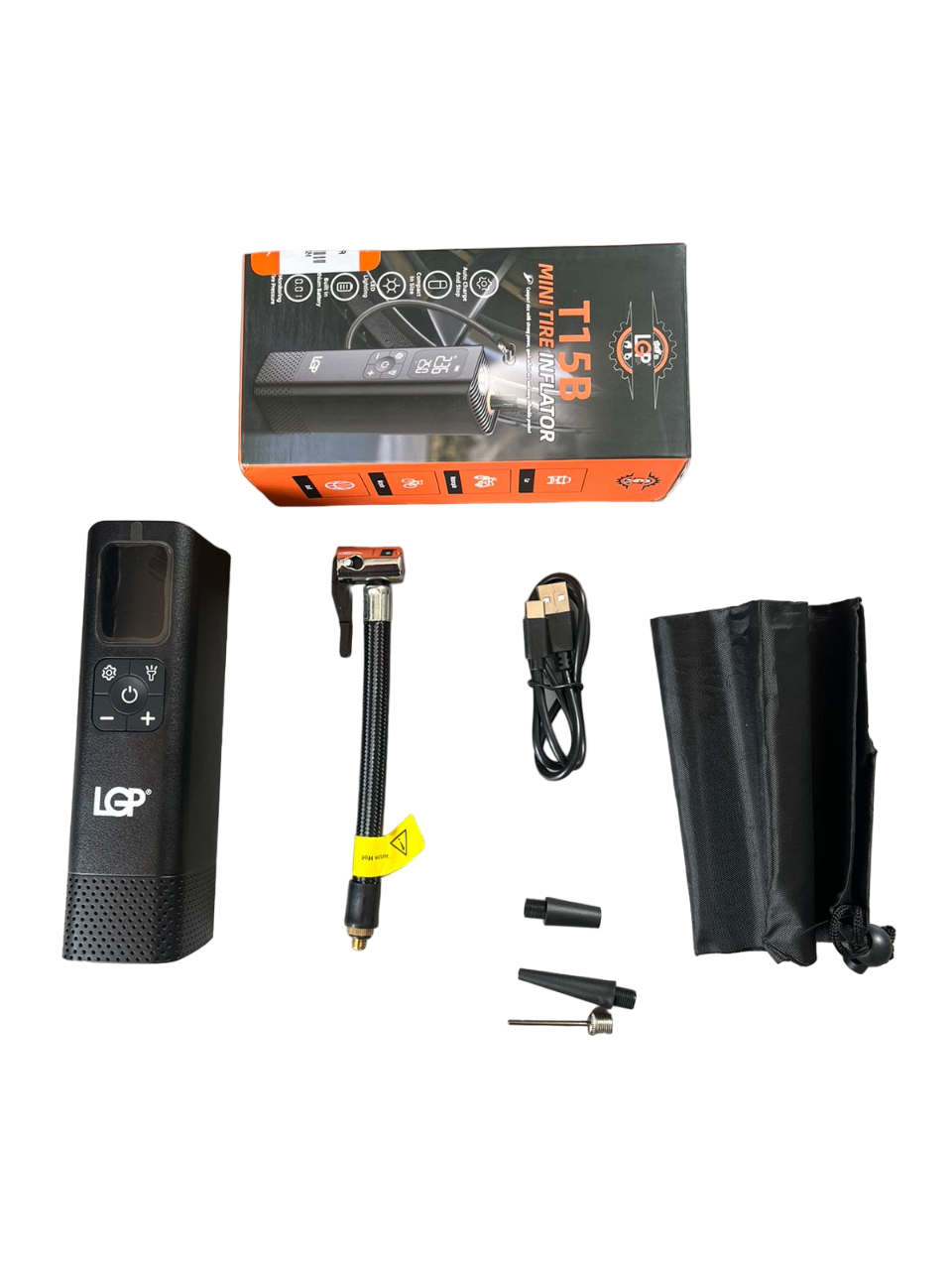 LGP T15B Smart Tyre Inflator Portable Air Compressor - 150 PSI Portable Air Pump with Accurate LED Tyre Pressure Display, Fast Inflation for Vehicles, Motorcycle, Bikes Tires, Car ,Balls, Swimming Ring - 1 YEAR WARRANTY