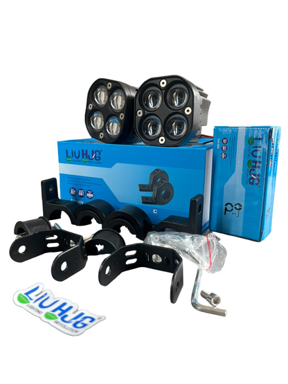 LIU HJG 4X4 LED Fog lamps Dual Colour 40W Waterproof Light with clamps set