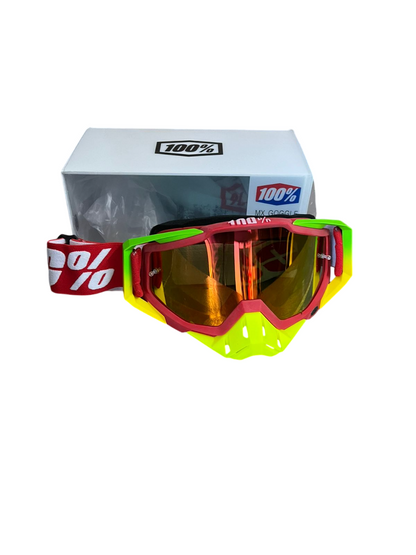 100% Goggles Full red green white tint - 1 YEAR WARRANTY