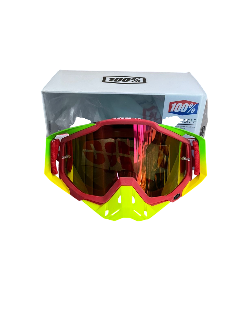 100% Goggles Full red green white tint - 1 YEAR WARRANTY