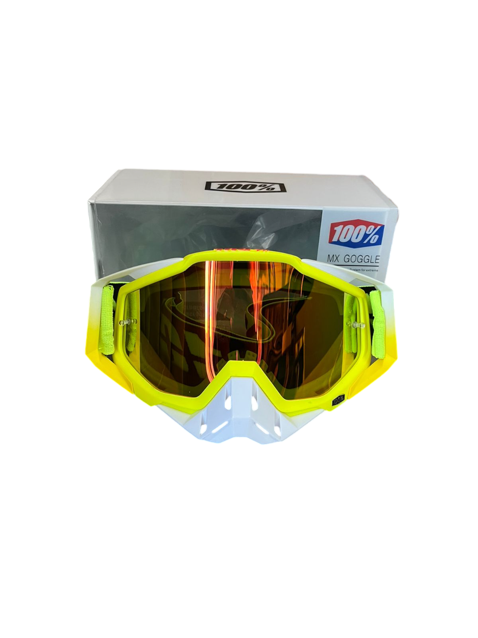 100% Goggles Full neon white tint - 1 YEAR WARRANTY