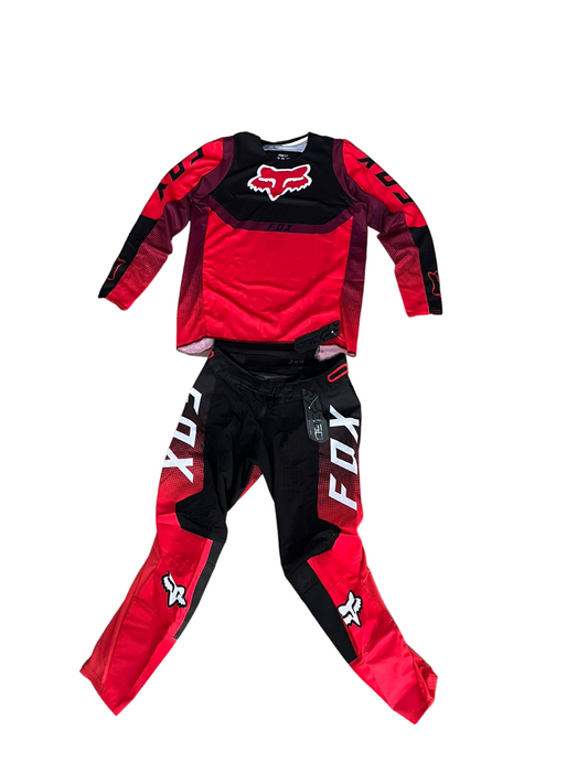 F.O.X Racing Youth 180 Lux Motocross Jersey & Pants Red Black Kit - M size