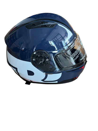 Royal Enfield ISI Certified Lightwing Full Face  Riding Helmet Blue with graphics