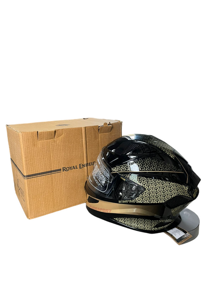 Royal Enfield ISI Certified Crossair Full Face  Riding Helmet Gold Black Puresport