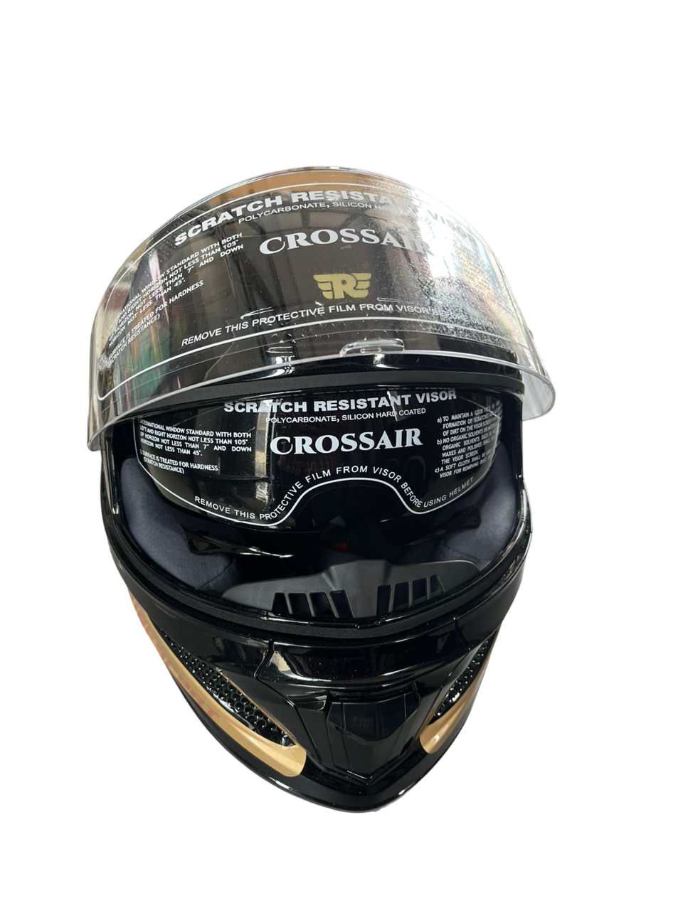 Royal Enfield ISI Certified Crossair Full Face  Riding Helmet Gold Black Puresport