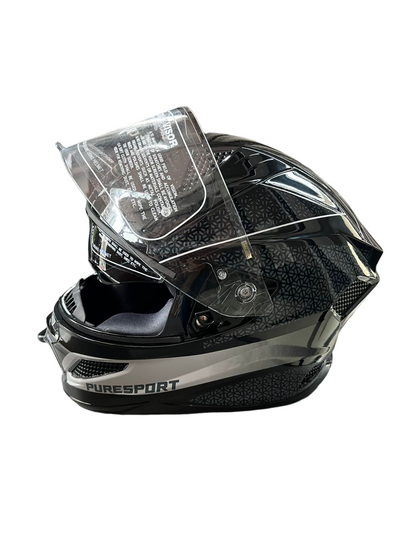 Royal Enfield ISI Certified Crossair Full Face  Riding Helmet Grey Black Puresport