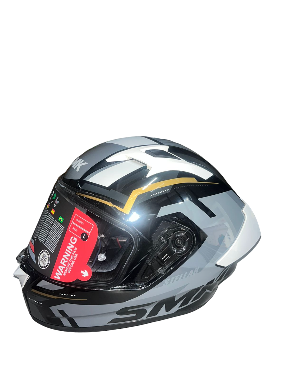 SMK STELLAR K-POWER HELMET GL267 (Gloss Black Grey Orange)