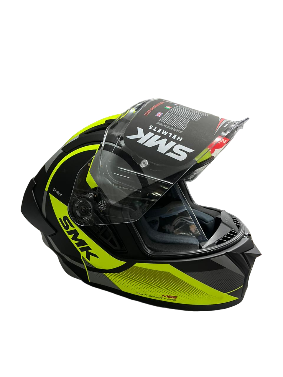 SMK Stellar Trek Helmet Matt Black Grey Yellow (MA264)