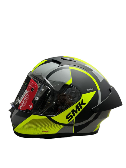 SMK Stellar Trek Helmet Matt Black Grey Yellow (MA264)