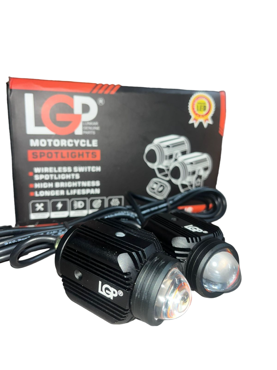 LGP DK16 auxiliary lights with wireless spotlight switch harness and clamps 45W ( 12V-30V) compatible for all motorcycles and cars