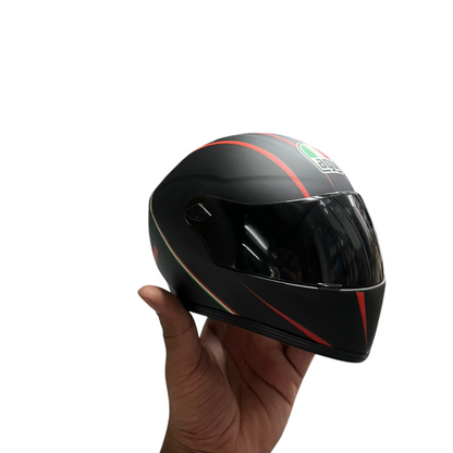 AGV black with red stripes Creative Motorcycle Collectible Miniature helmet