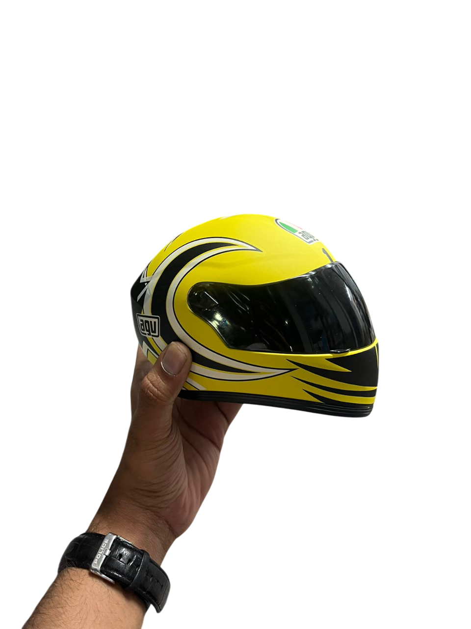 AGV Yellow Black Creative Motorcycle Collectible Miniature helmet