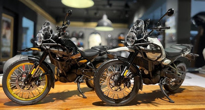 COMBO - 1:12 NEW HIMALAYAN 450 SCALE MODEL COLLECTIBLE  MINIATURE BIKE - CAMET WHITE & BLACK GOLD