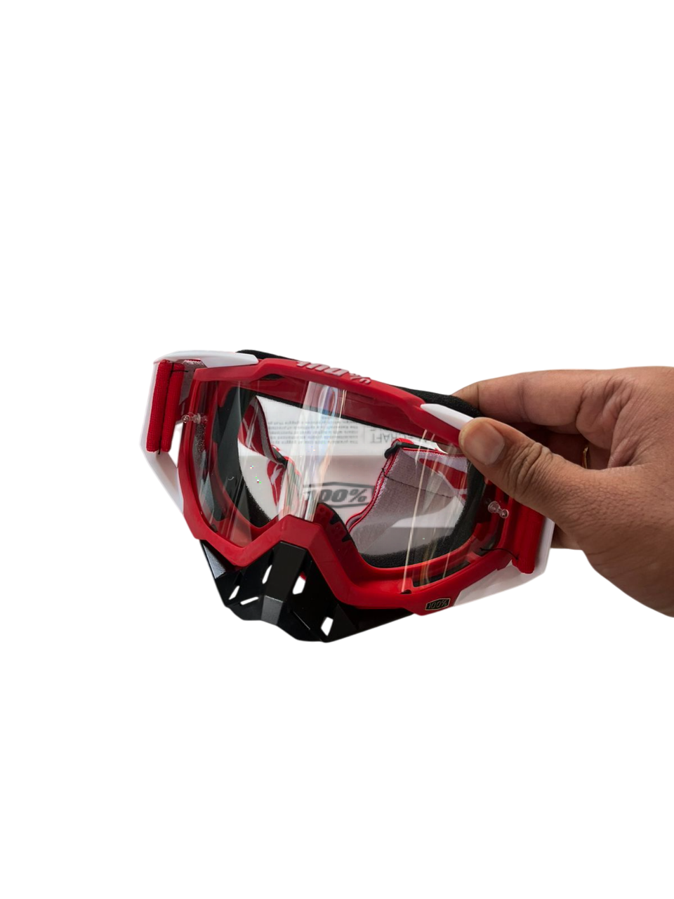 100% Motocross & mountain biking Goggles Red black white (clear) - 1 YEAR WARRANTY