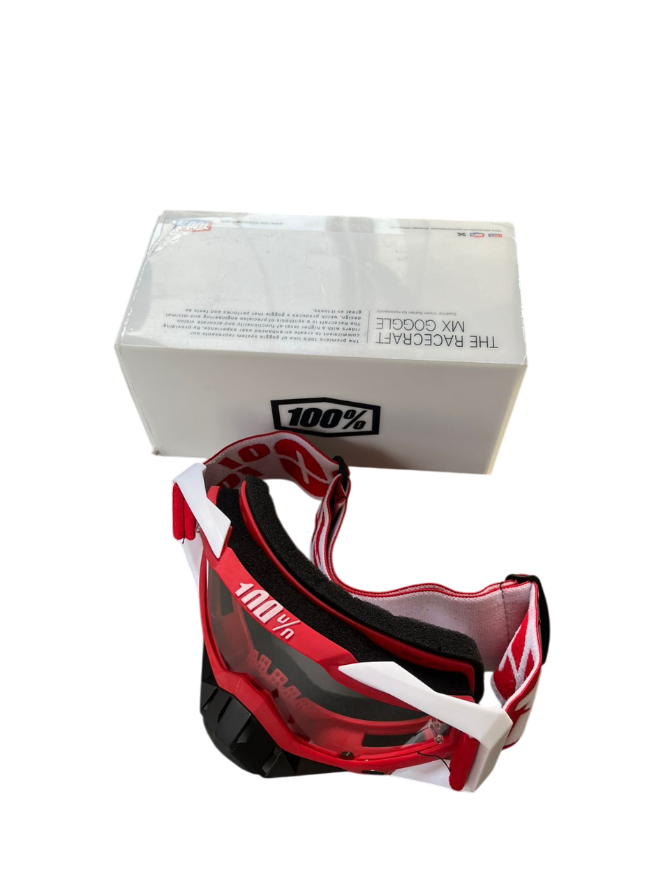 100% Motocross & mountain biking Goggles Red black white (clear) - 1 YEAR WARRANTY