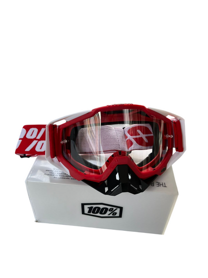 100% Motocross & mountain biking Goggles Red black white (clear) - 1 YEAR WARRANTY