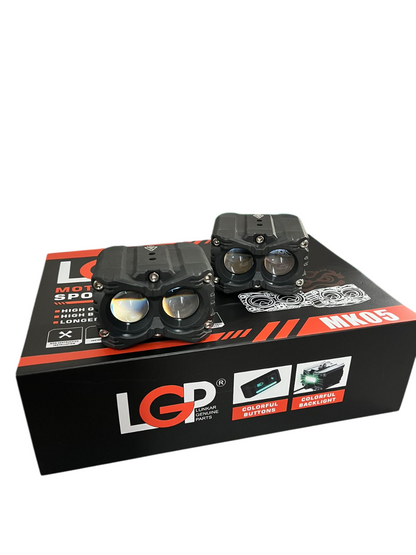 MK05 Spotlight IP67 waterproof auxiliary lights with with harness compatible for all motorcycles and cars - premium by LGP (1 year warranty)