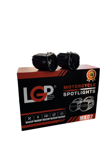 MK02 Spotlight IP67 waterproof auxiliary lights with with harness compatible for all motorcycles and cars - premium by LGP (1 year warranty)