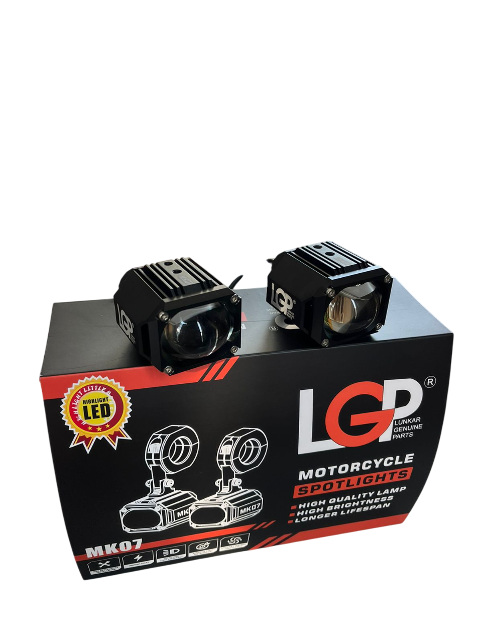 MK07 Spotlight IP67 waterproof auxiliary lights with with harness compatible for all motorcycles and cars - premium by LGP (1 year warranty)