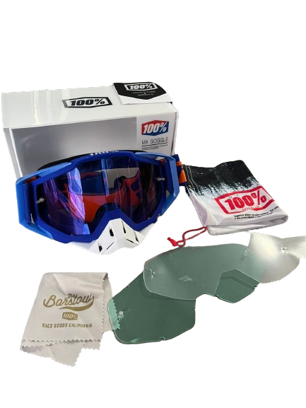 100% The Motocross & Mountain Biking  MX Goggle – BLUE ( WHITE )