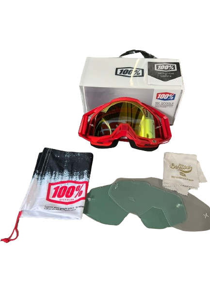 100% The Motocross & Mountain Biking  MX Goggle – RED - YEAR WARRANTY