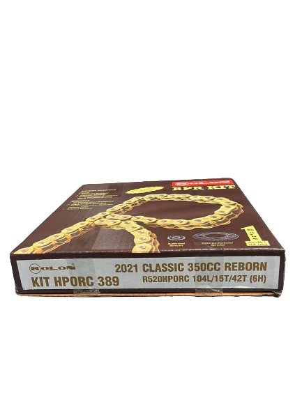 Royal Enfield Meteor 350 /NEW CLASSIC 350/Hunter 350 Rolon Brass Chain & Sprocket (Kit HPORC 389)