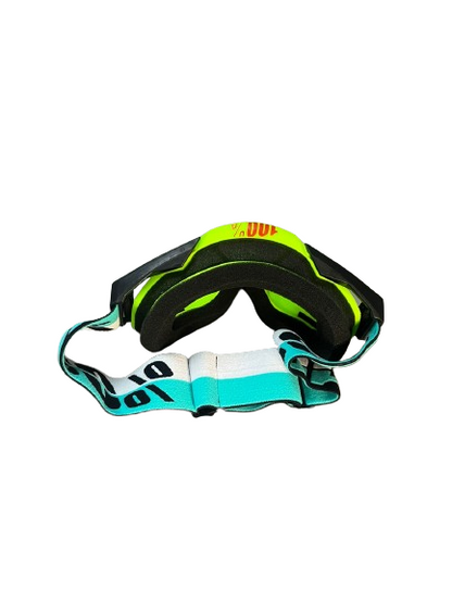 100% motocross goggle neon white teal green w/b with 1 year warranty