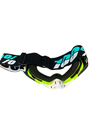 100% motocross goggle neon white teal green w/b with 1 year warranty