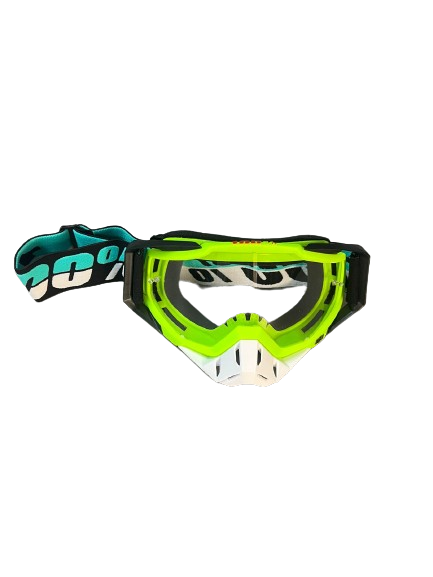 100% motocross goggle neon white teal green w/b with 1 year warranty