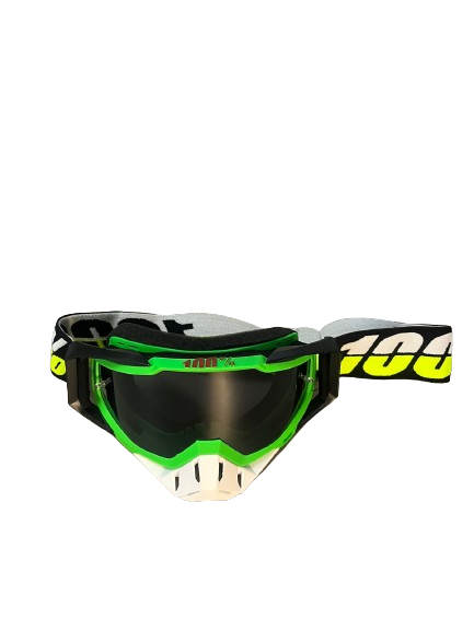 100% The Motocross & Mountain Biking  MX Goggle – Green white black (tinted) w/b- 1 YEAR WARRANTY