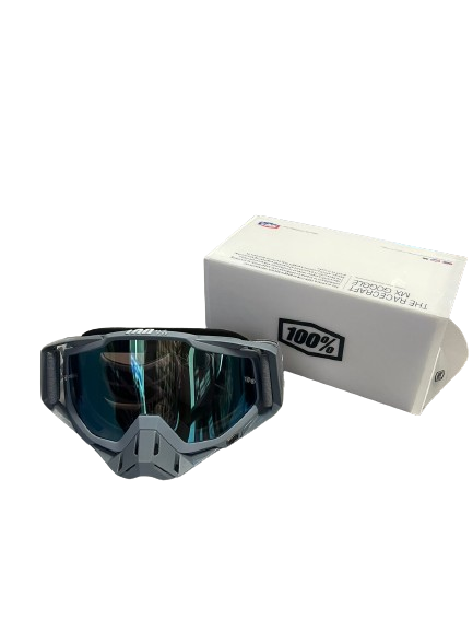 100% motocross goggle grey with blue tinted - 1 YEAR WARRANTY